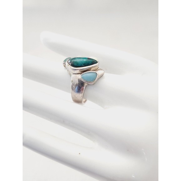 VINTAGE SOUTHWESTERN WHITNEY KELLY TURQUOISE STERLING RING SIZE 10 - Picture 3 of 8
